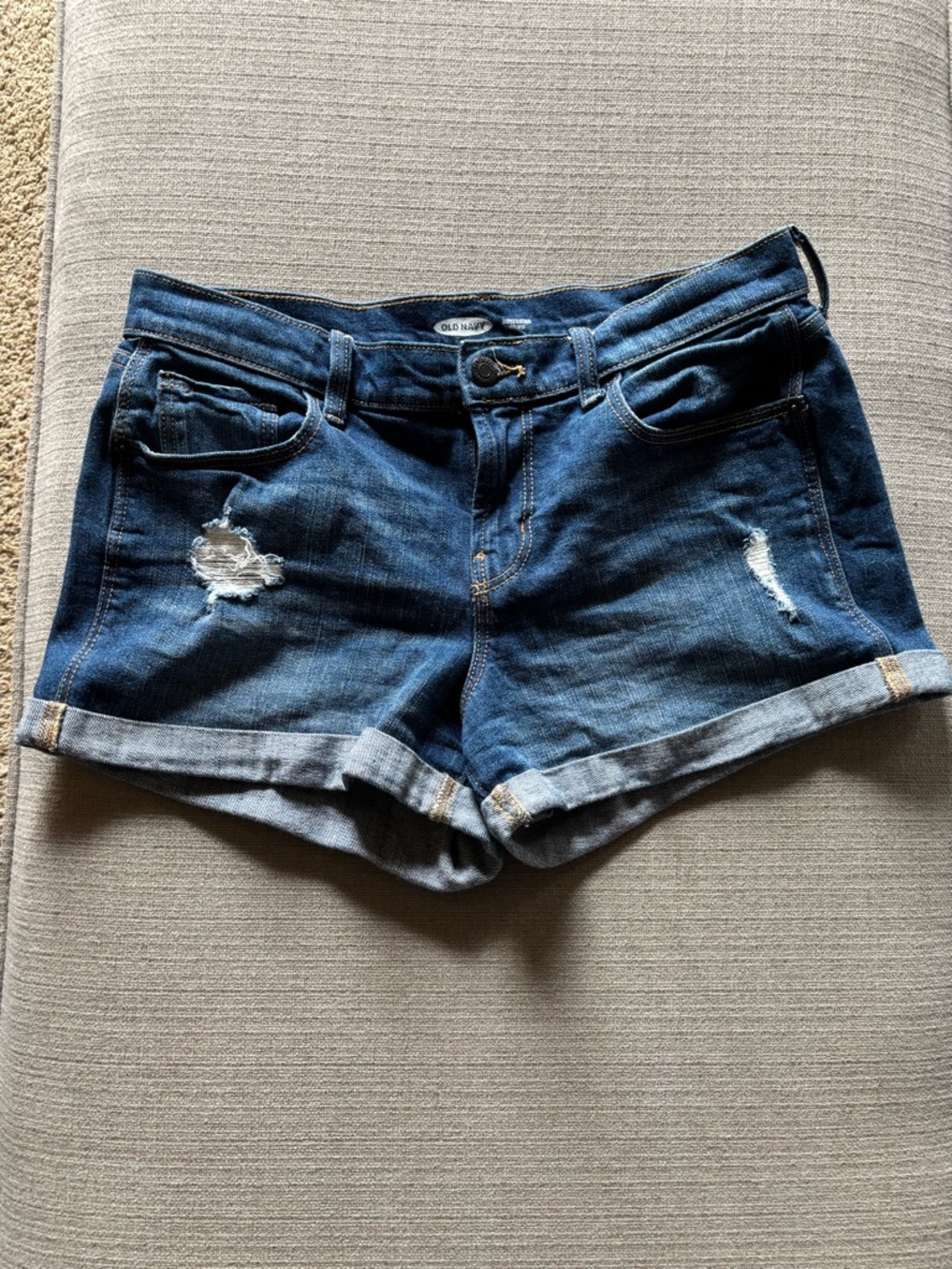 Old Navy Blue Distressed Roll-Cuff Denim Shorts